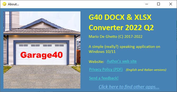 Immagine principale di G40 DOCX XLSX Converter 2022 Q2